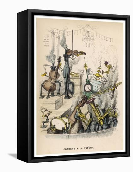 A Steam Orchestra With, Drums, Cello, Violin, French Horn and Trombone-null-Framed Stretched Canvas