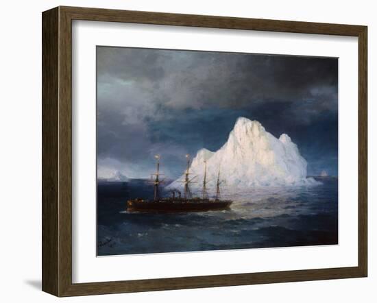 A Steamboat Sailing by an Iceberg-Ivan Aivazovsky-Framed Giclee Print