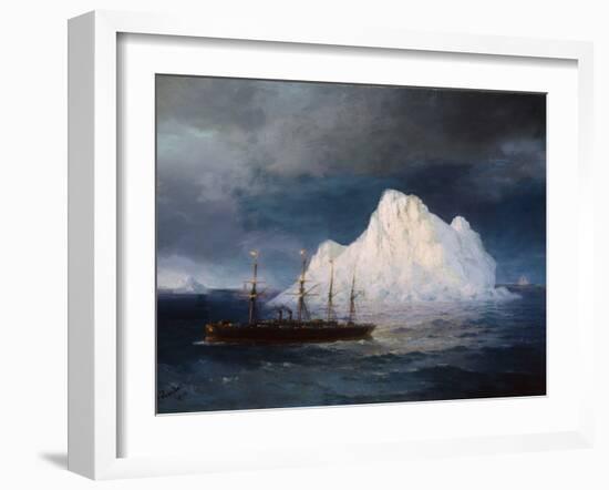 A Steamboat Sailing by an Iceberg-Ivan Aivazovsky-Framed Giclee Print