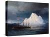 A Steamboat Sailing by an Iceberg-Ivan Aivazovsky-Stretched Canvas