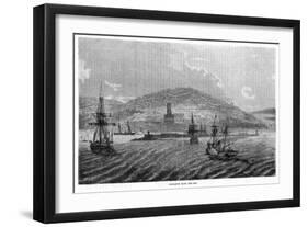 A Steamer Approaches the Mouth of the Harbour at Penzance, Cornwall, Viewed from the Sea-null-Framed Art Print