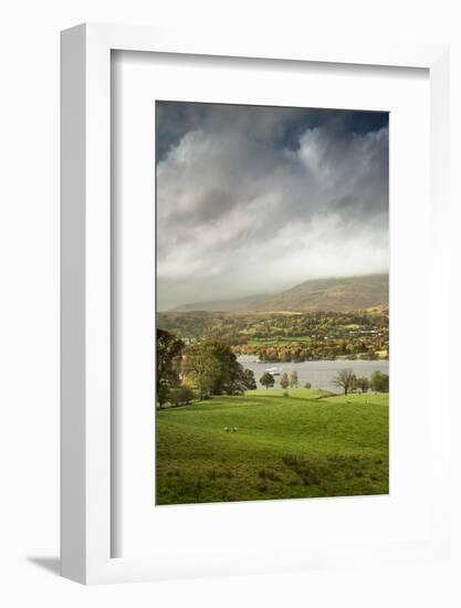 A steamer boat on Coniston Water at sunset.-Alex Saberi-Framed Photographic Print