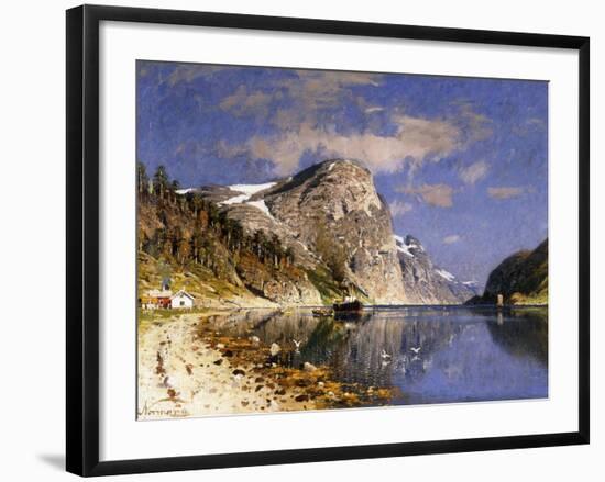 A Steamer in the Sognefjord-Adelsteen Normann-Framed Giclee Print