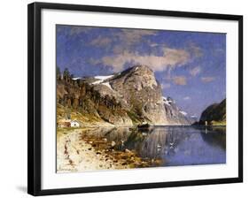 A Steamer in the Sognefjord-Adelsteen Normann-Framed Giclee Print