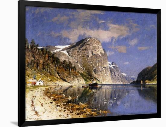 A Steamer in the Sognefjord-Adelsteen Normann-Framed Giclee Print