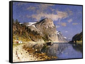 A Steamer in the Sognefjord-Adelsteen Normann-Framed Stretched Canvas