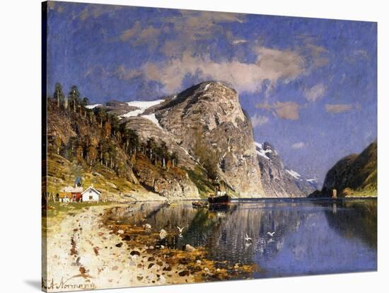 A Steamer in the Sognefjord-Normann Adelsteen-Stretched Canvas