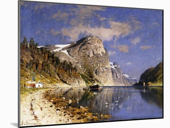 A Steamer in the Sognefjord-Normann Adelsteen-Mounted Giclee Print