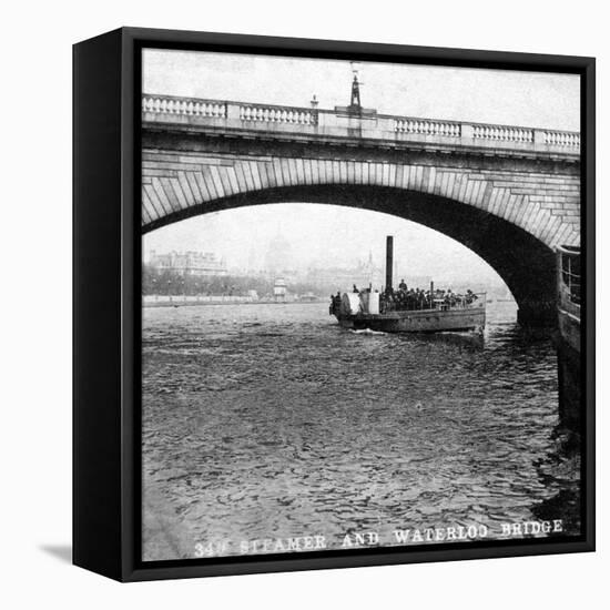 A Steamer Passing Underneath Waterloo Bridge, London, Early 20th Century-null-Framed Stretched Canvas