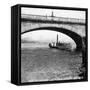 A Steamer Passing Underneath Waterloo Bridge, London, Early 20th Century-null-Framed Stretched Canvas