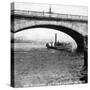 A Steamer Passing Underneath Waterloo Bridge, London, Early 20th Century-null-Stretched Canvas