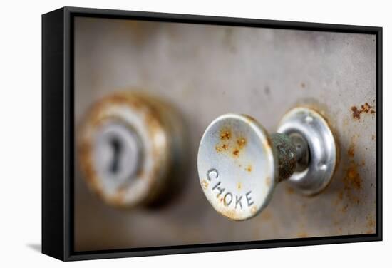 A Steampunk Style Retro Choke Knob - Shallow Depth Of Field-leaf-Framed Stretched Canvas