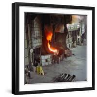 A Steel Pour at Newton Chambers, Chapeltown, Sheffield, South Yorkshire, 1971-Michael Walters-Framed Photographic Print