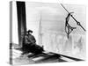 A Steel Worker Rests on a Girder at the 86th Floor of the New Empire State Building-null-Stretched Canvas