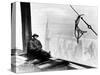 A Steel Worker Rests on a Girder at the 86th Floor of the New Empire State Building-null-Stretched Canvas