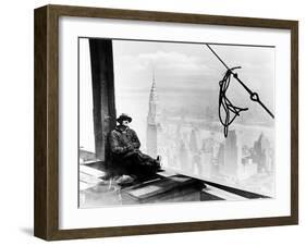 A Steel Worker Rests on a Girder at the 86th Floor of the New Empire State Building-null-Framed Photographic Print