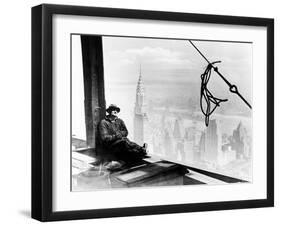 A Steel Worker Rests on a Girder at the 86th Floor of the New Empire State Building-null-Framed Photographic Print