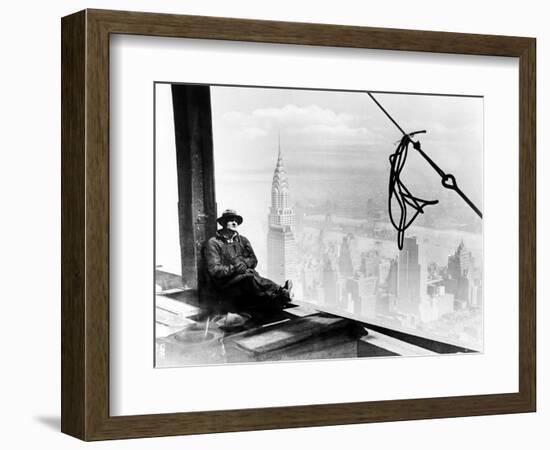 A Steel Worker Rests on a Girder at the 86th Floor of the New Empire State Building-null-Framed Photographic Print