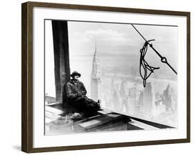 A Steel Worker Rests on a Girder at the 86th Floor of the New Empire State Building-null-Framed Photographic Print