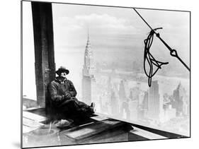 A Steel Worker Rests on a Girder at the 86th Floor of the New Empire State Building-null-Mounted Photographic Print