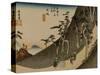 A Steep Road in the Mountains Near Nissaka-Utagawa Hiroshige-Stretched Canvas