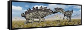 A Stegosaurus Defending Itself from a Predatory Allosaurus Attack-Stocktrek Images-Framed Stretched Canvas