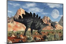 A Stegosaurus Defending Itself from an Attacking Allosaurus-Stocktrek Images-Mounted Art Print