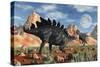 A Stegosaurus Defending Itself from an Attacking Allosaurus-Stocktrek Images-Stretched Canvas