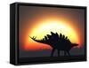 A Stegosaurus Silhouetted Against the Setting Sun at the End of a Prehistoric Day-Stocktrek Images-Framed Stretched Canvas