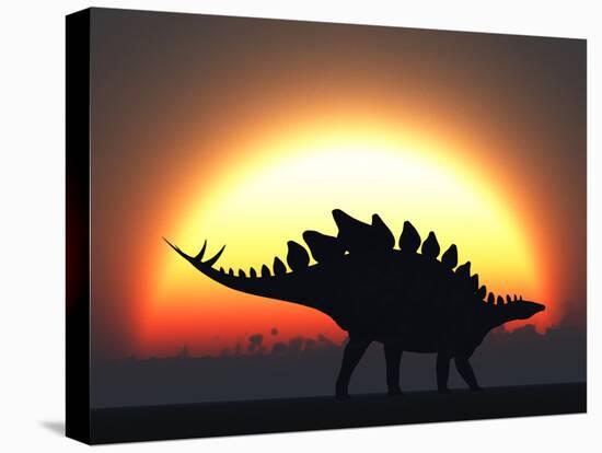 A Stegosaurus Silhouetted Against the Setting Sun at the End of a Prehistoric Day-Stocktrek Images-Stretched Canvas