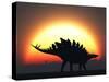 A Stegosaurus Silhouetted Against the Setting Sun at the End of a Prehistoric Day-Stocktrek Images-Stretched Canvas