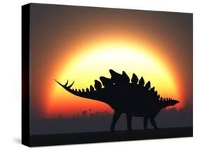 A Stegosaurus Silhouetted Against the Setting Sun at the End of a Prehistoric Day-Stocktrek Images-Stretched Canvas