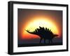 A Stegosaurus Silhouetted Against the Setting Sun at the End of a Prehistoric Day-Stocktrek Images-Framed Photographic Print