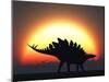 A Stegosaurus Silhouetted Against the Setting Sun at the End of a Prehistoric Day-Stocktrek Images-Mounted Photographic Print