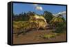 A Stegosaurus Tries to Defend Itself from Two Torvosaurus Dinosaurs-Stocktrek Images-Framed Stretched Canvas