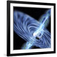 A Stellar Black Hole Emits Streams of Plasma from its Event Horizon-null-Framed Art Print