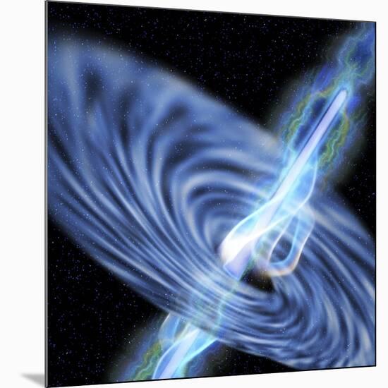 A Stellar Black Hole Emits Streams of Plasma from its Event Horizon-null-Mounted Art Print