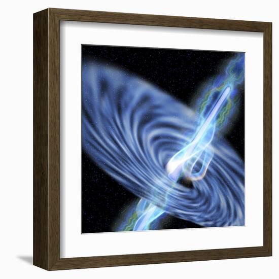 A Stellar Black Hole Emits Streams of Plasma from its Event Horizon-null-Framed Art Print