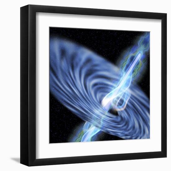 A Stellar Black Hole Emits Streams of Plasma from its Event Horizon-null-Framed Art Print