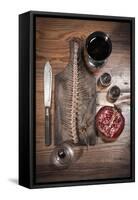 A Still Life Featuring a Fish Skeleton, Pomegranate and Red Wine-Komar-Framed Stretched Canvas