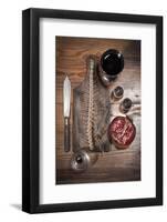A Still Life Featuring a Fish Skeleton, Pomegranate and Red Wine-Komar-Framed Photographic Print