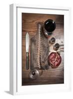 A Still Life Featuring a Fish Skeleton, Pomegranate and Red Wine-Komar-Framed Photographic Print