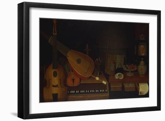 A Still Life of a Large Viol, a Lute, a Violin, a Recorder, and a Harpsichord with a Terrestrial…-Jon Arnold-Framed Giclee Print