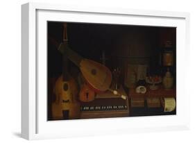 A Still Life of a Large Viol, a Lute, a Violin, a Recorder, and a Harpsichord with a Terrestrial…-Jon Arnold-Framed Giclee Print