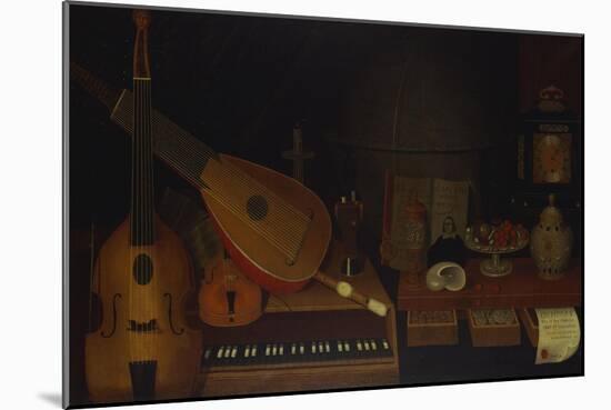 A Still Life of a Large Viol, a Lute, a Violin, a Recorder, and a Harpsichord with a Terrestrial…-Jon Arnold-Mounted Giclee Print