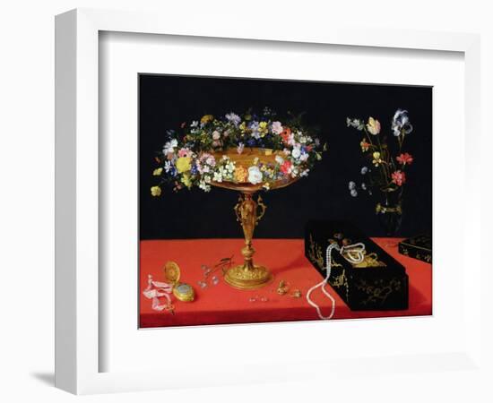 A Still Life of a Tazza with Flowers (Oil on Panel)-Jan Brueghel the Younger-Framed Giclee Print