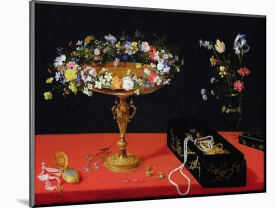 A Still Life of a Tazza with Flowers (Oil on Panel)-Jan Brueghel the Younger-Mounted Giclee Print