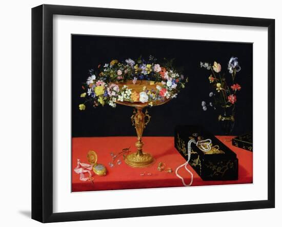 A Still Life of a Tazza with Flowers (Oil on Panel)-Jan Brueghel the Younger-Framed Giclee Print