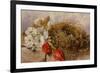 A Still Life of Blossom Tulips and a Birds Nest on a Ledge-Mary Elizabeth Duffield-Framed Giclee Print