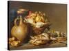 A Still Life of Fish and Other Food-Harmen van Steenwyck-Stretched Canvas